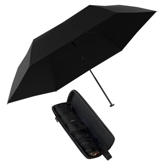 Knirps X4U My Clever Companion – 90cm Diameter Windproof Manual Open/Close Umbrella, Compact Design for All-Weather Protection, Retractable Feature with Storage Case, Black with Black Coating