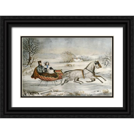 Knirsch, O. 14x11 Black Ornate Wood Framed with Double Matting Museum Art Print Titled - The Road, Winter