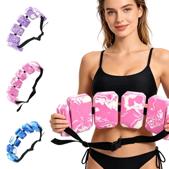 Knisume Adjustable Swim Training Float Belt, Flotation Aid for Pool & Beach Practice - Secure Buckle Swimming Tool, Foam Buoyancy Belt for Swimming Pool Exercise,Purple