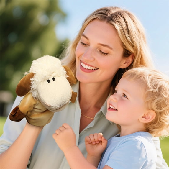 Knisume Animal Hand Puppet Plush — Dramatic Play Stuffed Animals for Role Fun, Cute Plushies Collectible, Barney Stuffed Animal Style Companion for Display,A