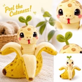 Knisume Banana Snake Plush Toy with Wiggly Body — Cute Stuffed Animal for Collectors, Fun Plush Bag Charm, Sloth Plush Alternative, Stuffed Animals for Display