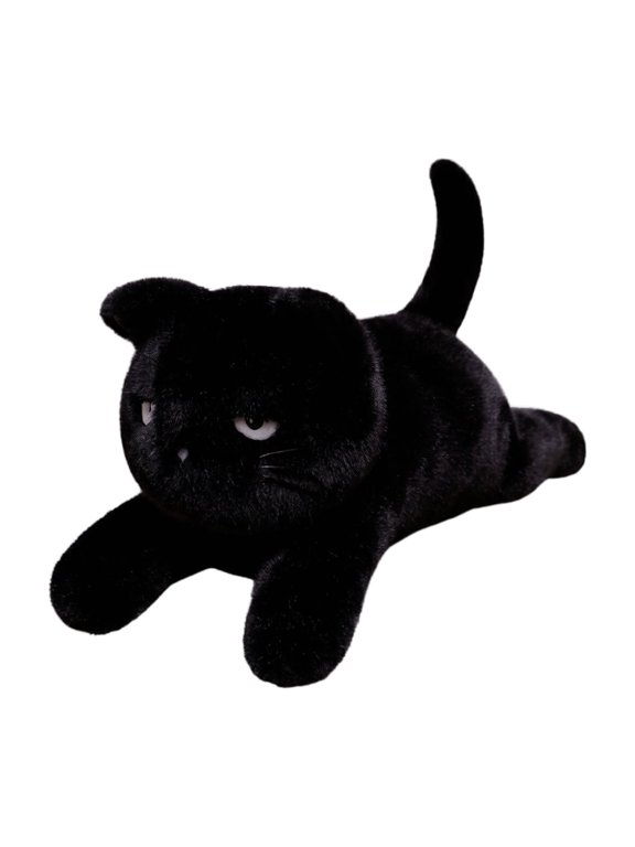 Black Cat Stuffed Animals Plush Toy Cute Plushies Collectible, Weighted Stuffed Animal Doll, Plush Bag Charm for Backpack