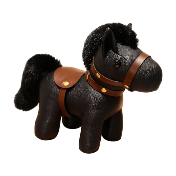 Knisume Collectible Leather Plush Horse Stuffed Animals - Realistic Plush Pony Toy, Soft Cuddly Plush Figurine for Display & Gift,C