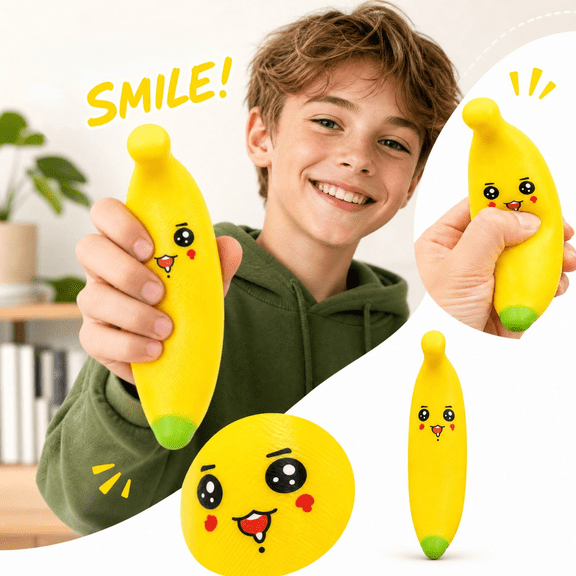 Knisume Crunchy Banana Squishy Stress Relief Toys - Slow Rising Squishy with Block Fill, Squeeze Squishy Sensory Toy for Office Desk Anxiety Relief