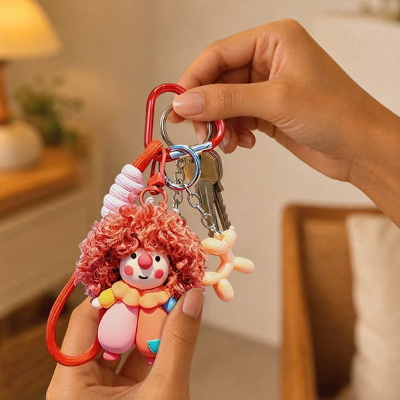 Knisume Halloween Stuffed Animals Clown Keychain – Plush Toy Keyring Party Favor, Plush Bag Charm Spooky Accessory, Keychain Plush Halloween, Stuffed Animal Keychain,Red