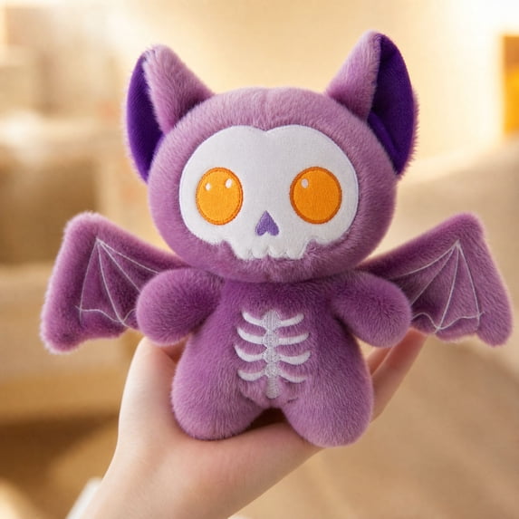 Knisume Halloween Toys Plush Toy Stuffed—Dark Night Skeleton Bat Animal for Decoration and Gifts, Spooky Gothic Bat Plushies for Party Decor and Collectors