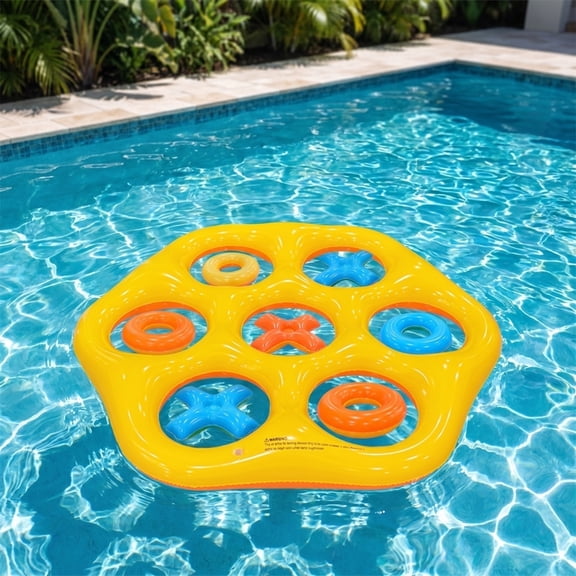 Knisume Hexagonal Inflatable Water Play Set, Thickened Pool Toys - Interactive Tossing Games, Summer Beach & Backyard Water Fun, Family Outdoor Toys for Poolside Entertainment,Saffron