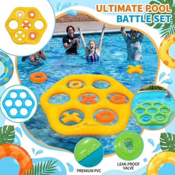 Knisume Hexagonal Inflatable Water Play Set, Thickened Pool Toys - Interactive Tossing Games, Summer Beach & Backyard Water Fun, Family Outdoor Toys for Poolside Entertainment,Green
