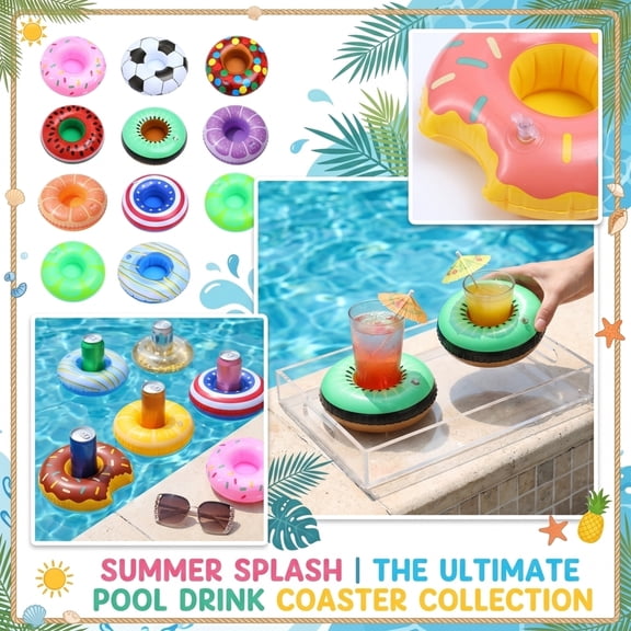Knisume Inflatable Beverage Cooler Float Tray - Pool Party Drink Holder Set, Floating Cup Carrier for Pool & Beach, Durable PVC Drink Raft for Summer Outdoor Gatherings,White