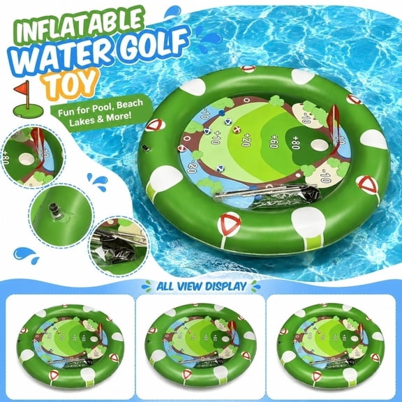 Knisume Inflatable Golf Floating Toy Set - Pool & Outdoor Water Game with Club and Ball, Summer Beach Toys, Floating Sports Toys for Poolside Competition,Green