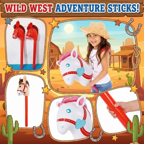 Knisume Inflatable Horse Stick Toy Kids - PVC Children's Inflatable Pony Stick, Riding Bouncy Toy for Kids, Outdoor Play, Party Favor, Fun Gift,Black