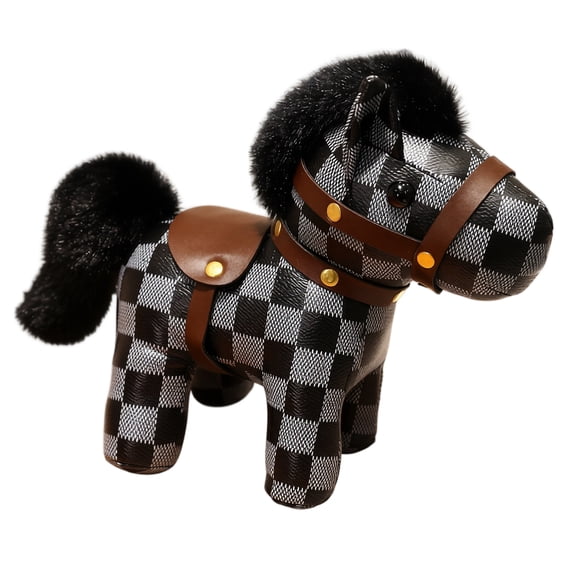 Knisume Leather Plush Toy Soft Stuffed Animals Horse - Realistic Collectible Plush Pony, Cuddly Plush Figurine for Display & Play,A