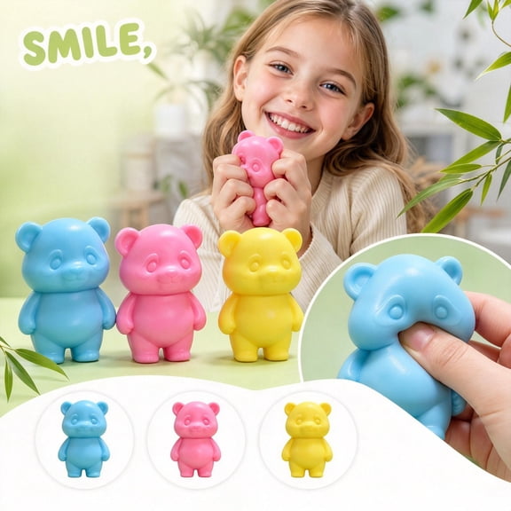 Knisume Macaron Panda Squishy Toy Soft Rubber Slow Rising Fidget with Cute Bear Squeeze, Fun Desk Toy and Party Favor Gift