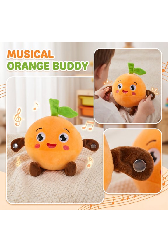 Musical Plush Toy with Dual Learning Modes - Skin Touch Activated Stuffed Animal, Soft Sensory Sound Doll, Fruit Shaped Plush for Ages All,Color