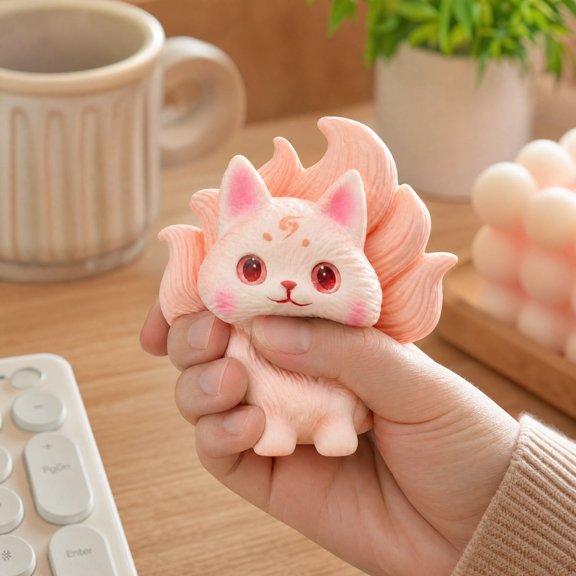 Knisume Nine-Tailed Fox Squishy Toy – Sensory Squeeze Stress Relief for Kids & Adults, Novelty Fidget for Anxiety & Desk