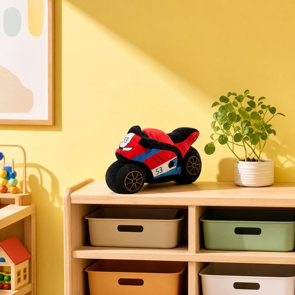 Knisume Plush Toy Stuffed Animal - Motorcycle Cartoon Vehicle Doll for Collectors, Cute Plushies for Display and Fun Gift,Color