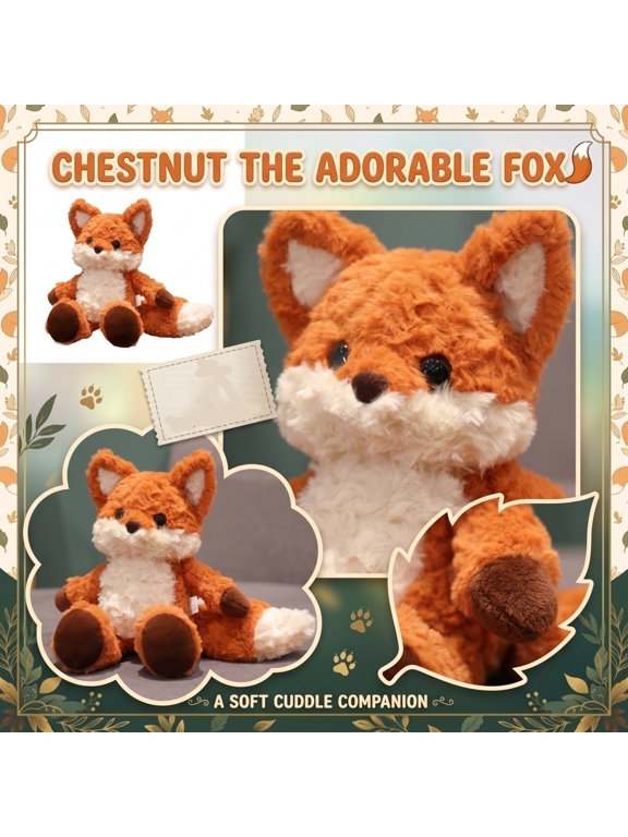 Plush Toy Stuffed Animals Fox Weighted Stuffed Animals Storytime Lap Pal, Plush Bag Charm Keychain Plush Woodland Theme, Cute Plushies Nature Style