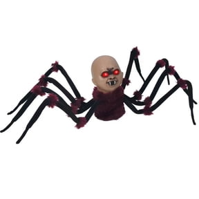 Knisume Realistic Remote Controlled Spider Stuffed Animals - Scary Plush Toy with Crawling Motion, Halloween Prop Plush for Indoor Outdoor Use,A
