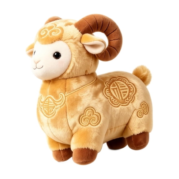 Knisume Sheep Plush Toy Year Propitious - Zodiac Stuffed Animal, Auspicious Doll for New Year Decoration, Home Holiday Decor and Gift for Collectors