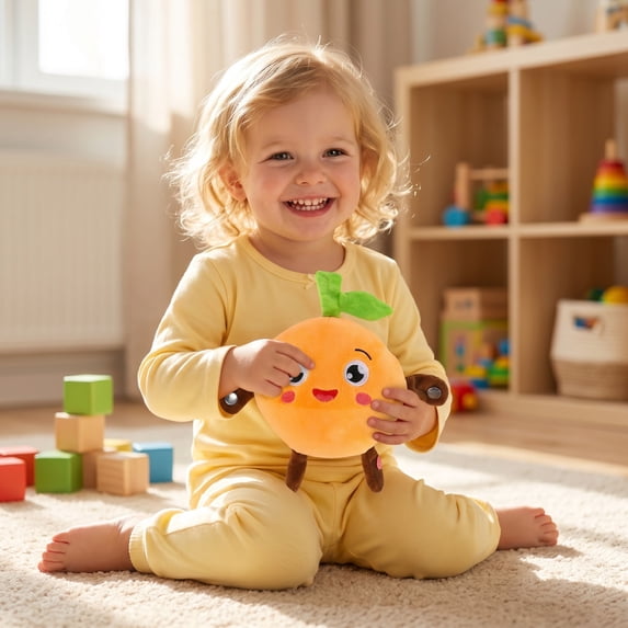 Knisume Skin Touch Plush Toy with Interactive Sounds - Dual Mode Stuffed Animals, Soft Musical Sensory Doll, Fruit Style Educational Plush for All,Color