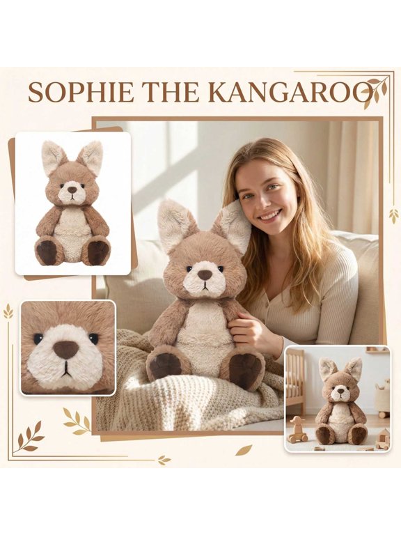 Sophia Kangaroo Stuffed Animal for Soothing Soft Plush Toy, Plush Bag Charm with Pouch, Weighted Stuffed Animals Feel, Stuffed Animals for Comfort