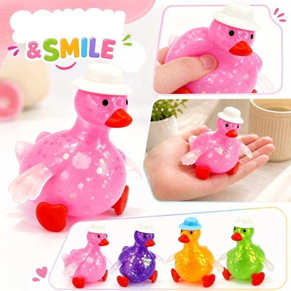 Knisume Squishy Stress Relief Squeeze Toy - Duck Maltose Slow Rising Sensory Fidget for Kids & Adults, Anxiety & Stress Relief, Party Favors,Pink