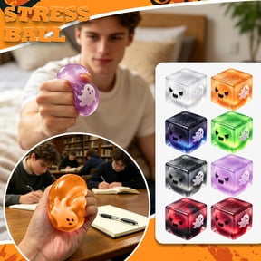 Knisume Squishy Stress Relief Squeezy Toy - Halloween Floating Ghost Cube, Slow Rising Squeezy Block, Sensory Fidget for Kids, Perfect Party Favor for Stress Relief,Black