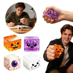 Knisume Squishy Stress Relief Squeezy Toy - Horror Cube Halloween Squeeze, Squishy Block for Anxiety, Decompression Toy, Great Stress Relief Gift for Teenagers,Purple
