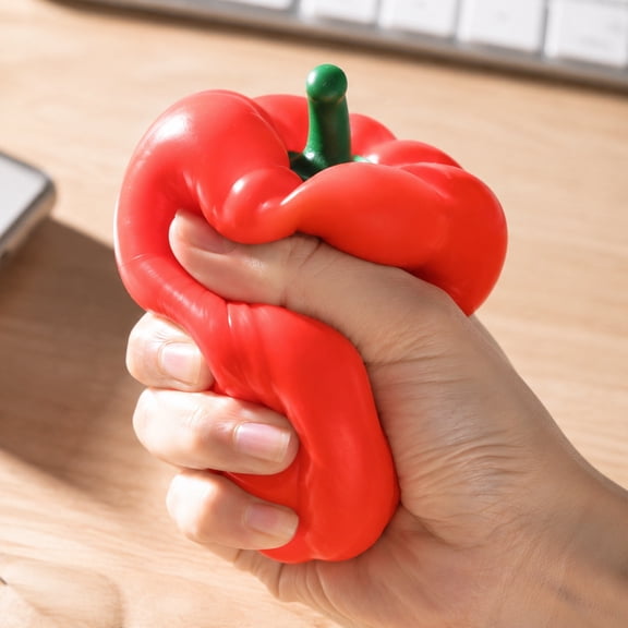 Knisume Squishy Stress Relief Toys - Bell Pepper Squeeze Ball Random Color Fidget Toy, Office Desk Anti Stress Squeezable Soft Gel Slow Rising