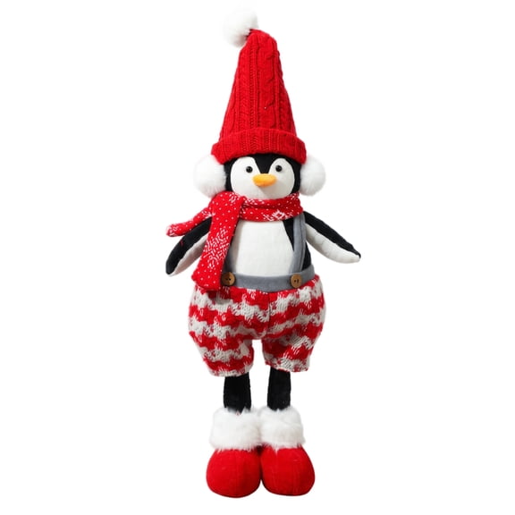 Knisume Stretchy Christmas Penguin Stuffed Animal - Cute Plushies Penguin Doll, Soft Hugging Pillow for Holiday Party Home Decor, Festive Christmas Gift