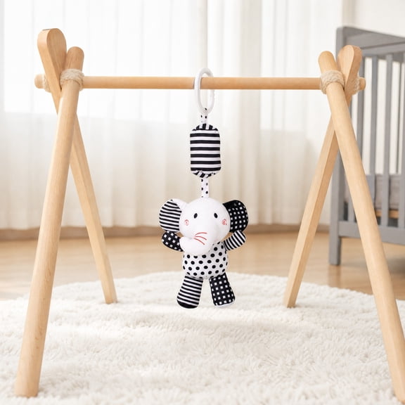 Knisume Stuffed Animal Plush Toy Rattle - Soft Hanging Bell Shaker for Visual Stimulation, Cute Plushies for Stroller Accessory,A