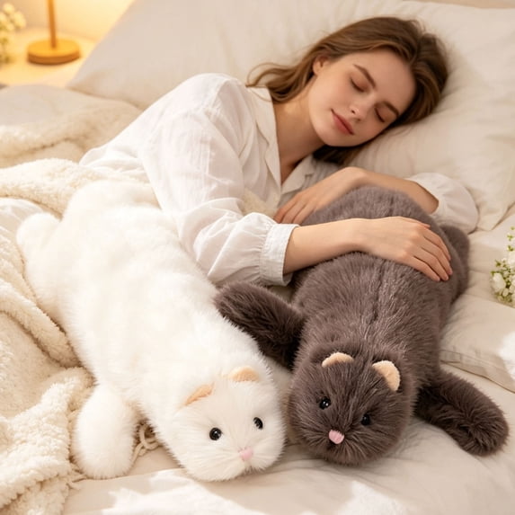 Knisume Stuffed Animals Ferret Plush Toy – Realistic Soft Cute Plushie with Long Body Design, Detailed Weasel Figure for Science Play and Gift,White