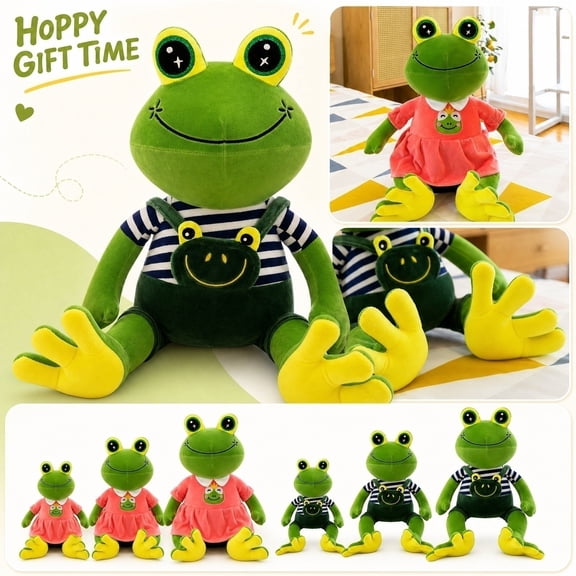 Knisume Stuffed Animals for Girls Collectors — Cute Plushies Frog Stuffed Animal Toy, Soft Green Doll, Great Gift for Kids and Adults, Home Decor,Pink L