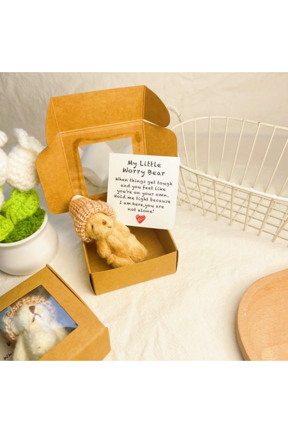 Stuffed Animals Plush Bear - Boxed with Positive Message Card, Cute Plushies for Emotional Support, Stuffed Animals Feel, Plush Bag Charm Compatible Home Decor,Brown