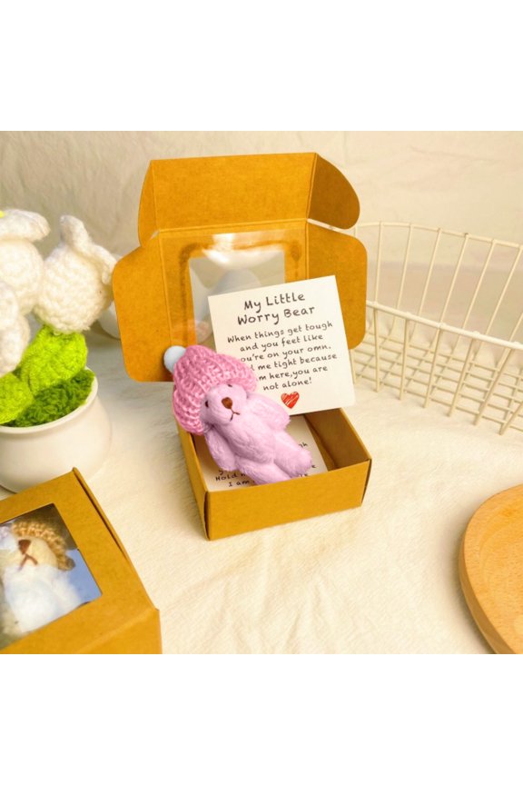 Stuffed Animals Plush Bear - Boxed with Positive Message Card, Cute Plushies for Emotional Support, Stuffed Animals Feel, Plush Bag Charm Compatible Home Decor,Pink