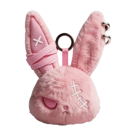 Knisume Stuffed Animals Plush Toy - Gothic Bunny Plushies Halloween Toys, Weighted Stuffed Animals Dark Decor, Cute Plushies Bag Charm Pendant, Keychain Plush,Pink