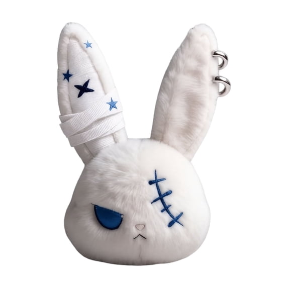 Knisume Stuffed Animals Plush Toy - Gothic Bunny Plushies Halloween Toys, Weighted Stuffed Animals Dark Decor, Cute Plushies Bag Charm Pendant, Keychain Plush,Light Blue