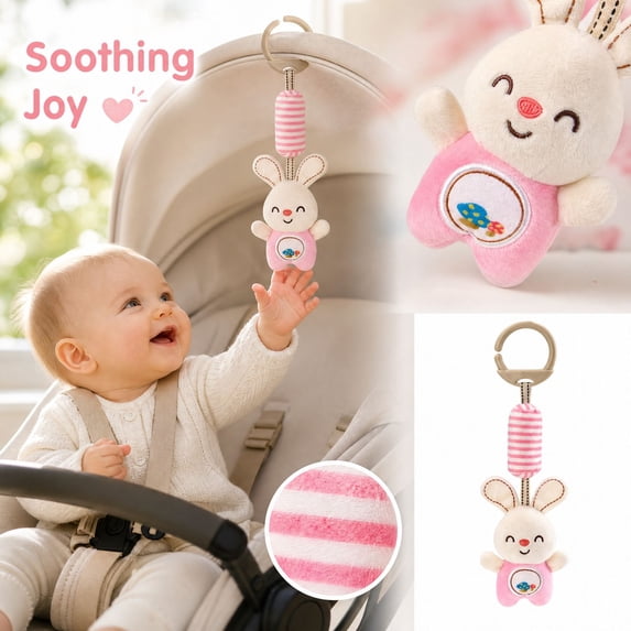 Knisume Stuffed Animals Plush Toy - Hanging Activity Doll for Crib Car Seat, Sensory Development Companion, Cute Plushies Gift for New Parents