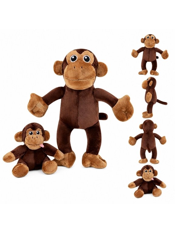 Stuffed Animals Plush Toy - Mother Baby Monkey Plush Set, Cute Plushies Collectible for Adults Display, Keychain Plush and Bag Charm