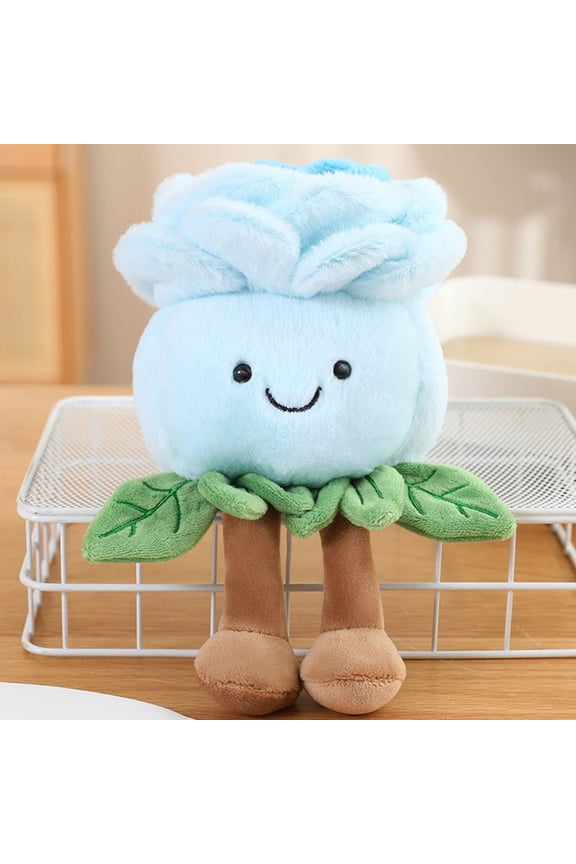 Stuffed Animals Plush Toy – Rose Potted Plushies for Desk Decor, Cute Plushies Plush Bag Charm Style Office Ornament,Blue