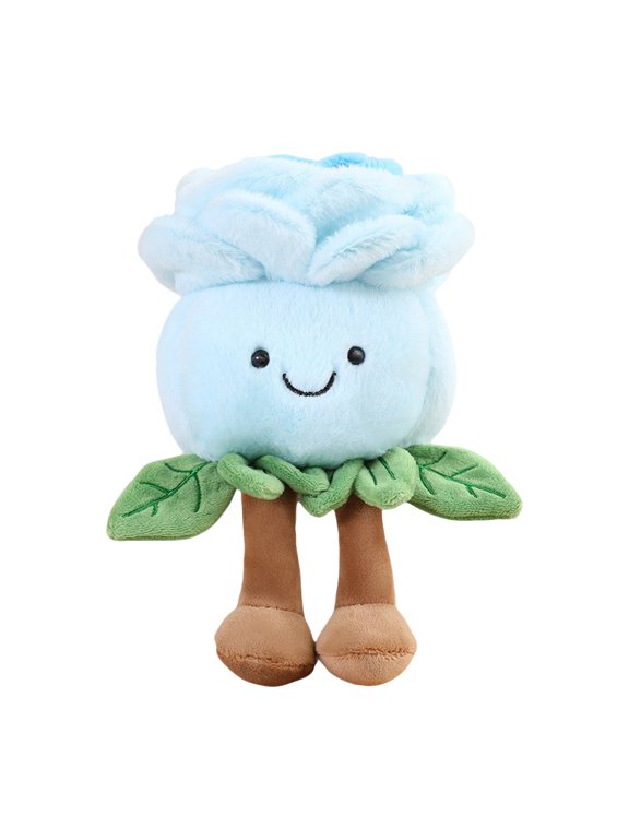 Stuffed Animals,Rose Potted Plush Toy - Simulated Green Plant Plushies, Cute Plush Bag Charm Style Office Desk Decor Ornament,Blue