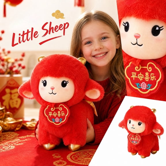 Knisume Year Sheep Lucky Lamb – Soft Zodiac Mascot Companion, Festive Home Decor Accent, Lucky New Year Gift For Friends And Collectors