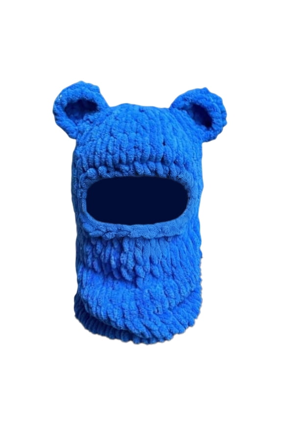 Knit Balaclava Hat with Bear Ears, Y2K Winter Warm Skull Beanie for Women Men - Knitted Face Mask Scarf for Skiing, Halloween & Cold Weather