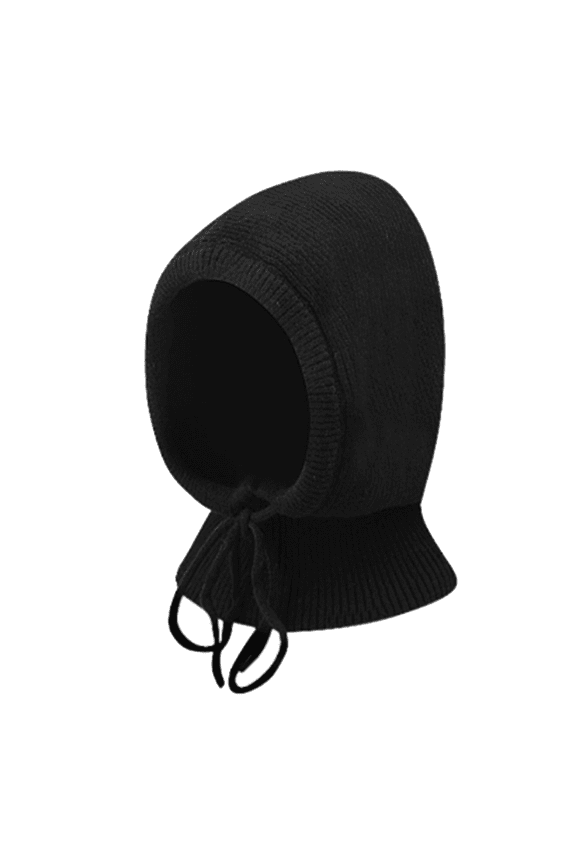 Knit Balaclava for Women, Thermal Windproof Hooded Neck Warmer, Winter Ski Mask for Skiing, Snowboarding, Outdoor Winter Sports and Daily Cold Weather Wear-Black