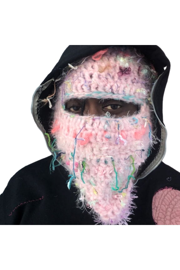 Knit Beanie Balaclava Distressed Knitted Full Face Ski Mask Winter Windproof Neck Warmer for Men Women One Size Fits All