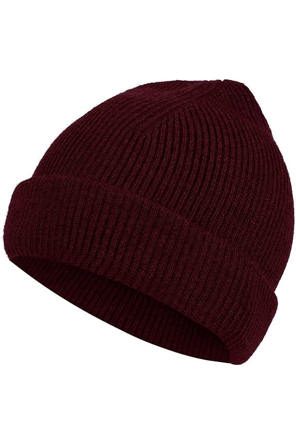 Knit Beanie Hat 100% Merino Wool Unisex Warm Winter Caps Soft, Breathable & Cozy Stretchy Knitted Cuffed Cap