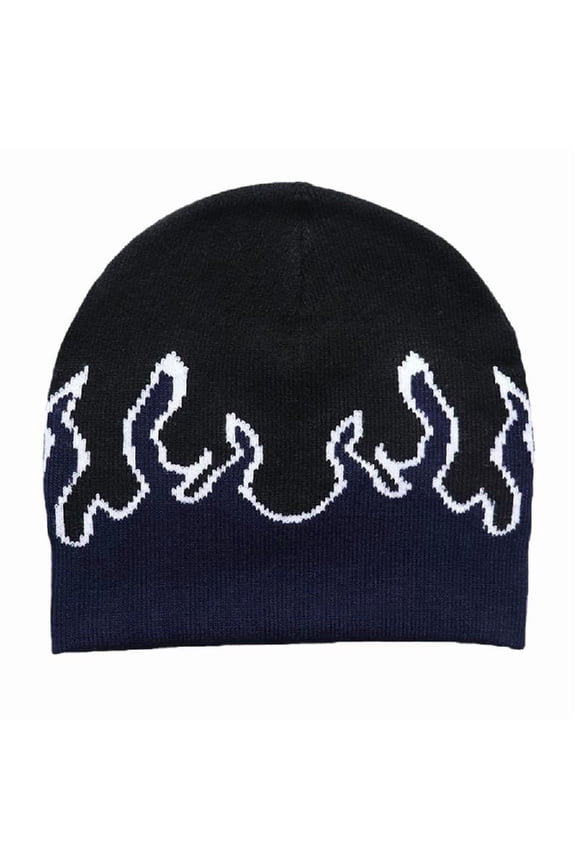 Knit Beanie Hat Flame Beanie Skullies Beanie Y2K Beanies Flame Skull Cap