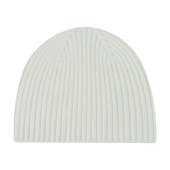 Knit Beanie Hat for Men and Women Ribbed Knit Warm Winter Hat (White One Size)