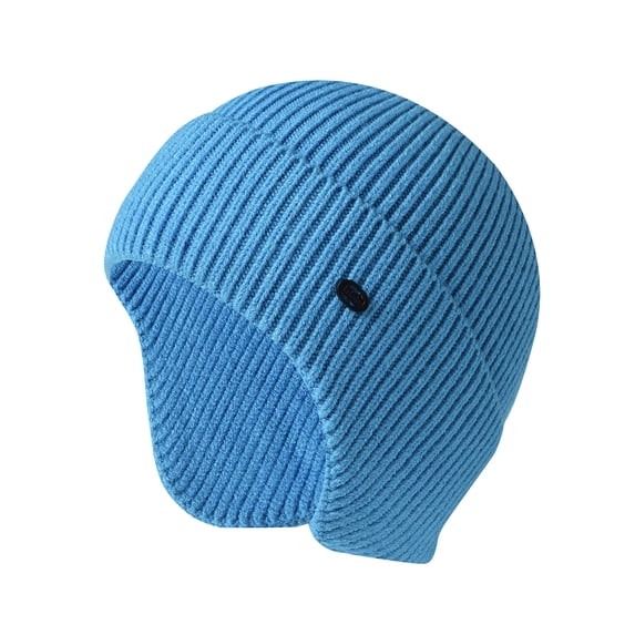 Knit Beanie Hats Winter Hats with Ear Flaps Warm Ski Hat Blue One Size