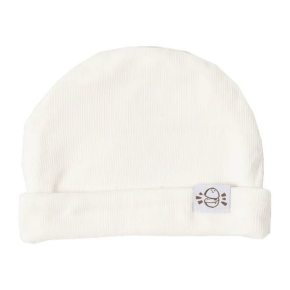 Knit Beanie in White (Ribbed)